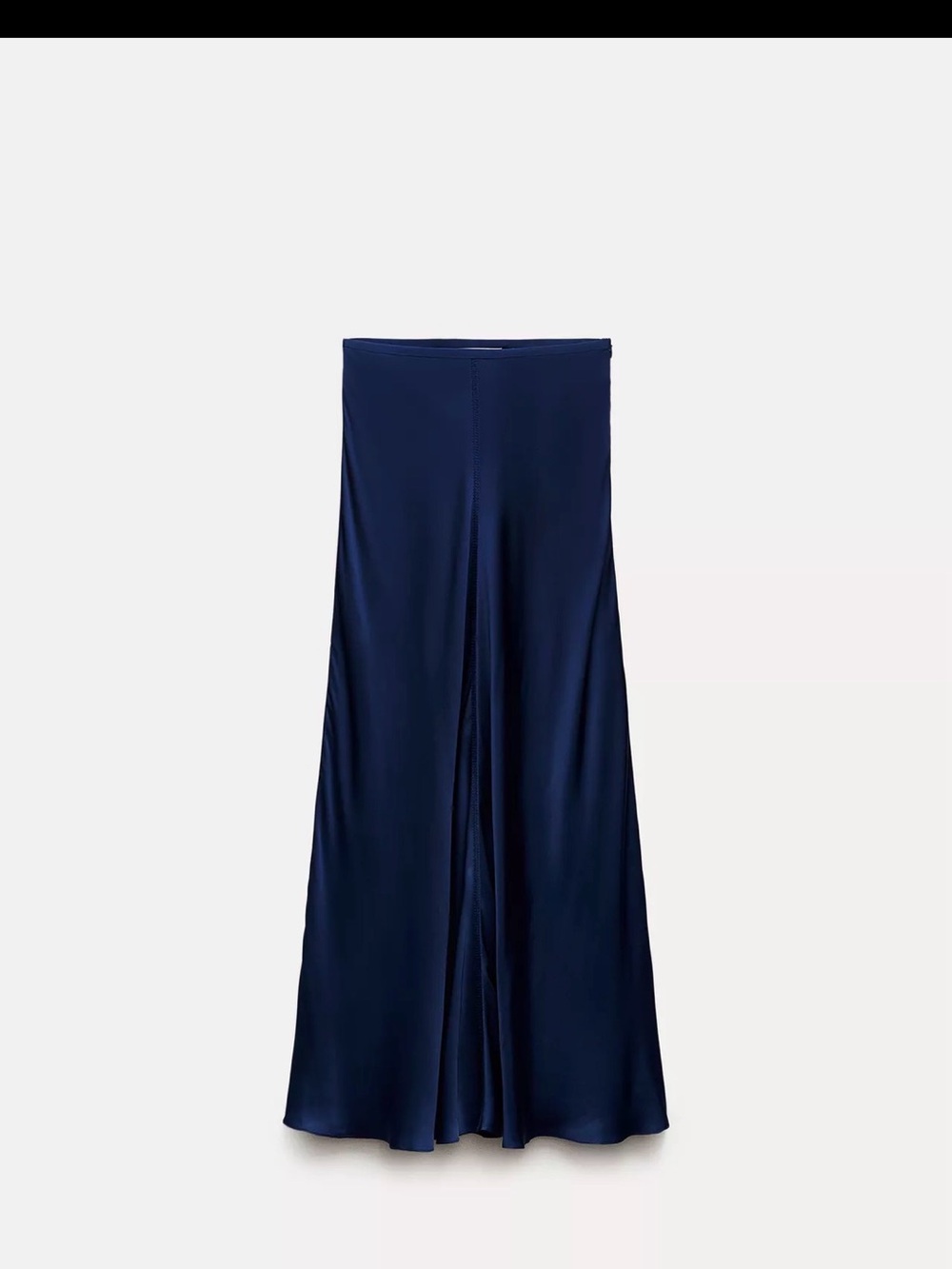 NWT Zara ZW Collection Navy/ Ink Blue Midi Satin Effect Skirt Large